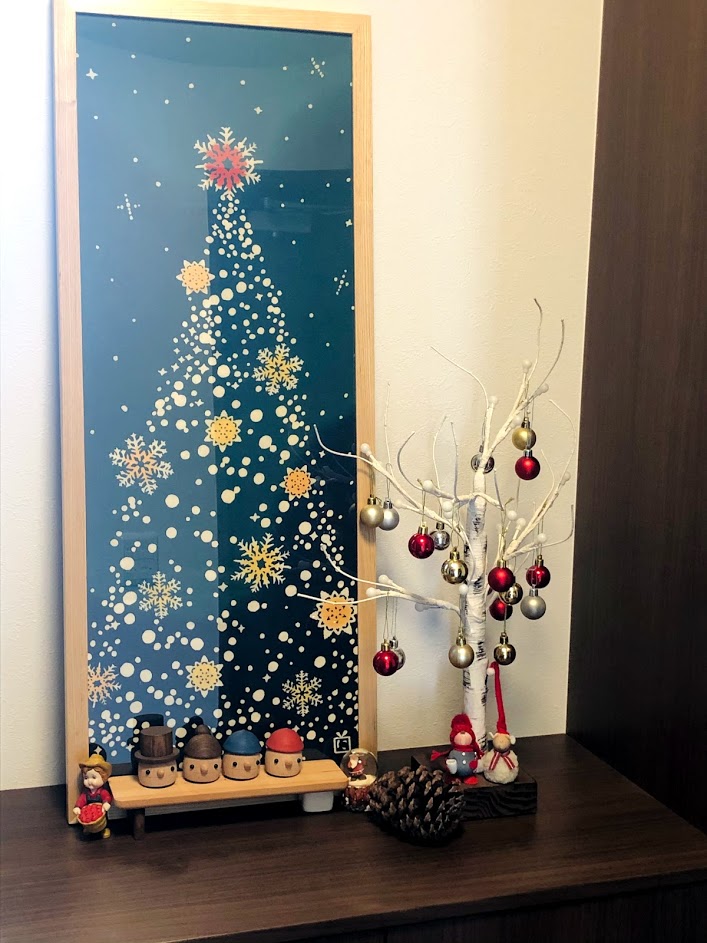 クリスマスの手ぬぐい額